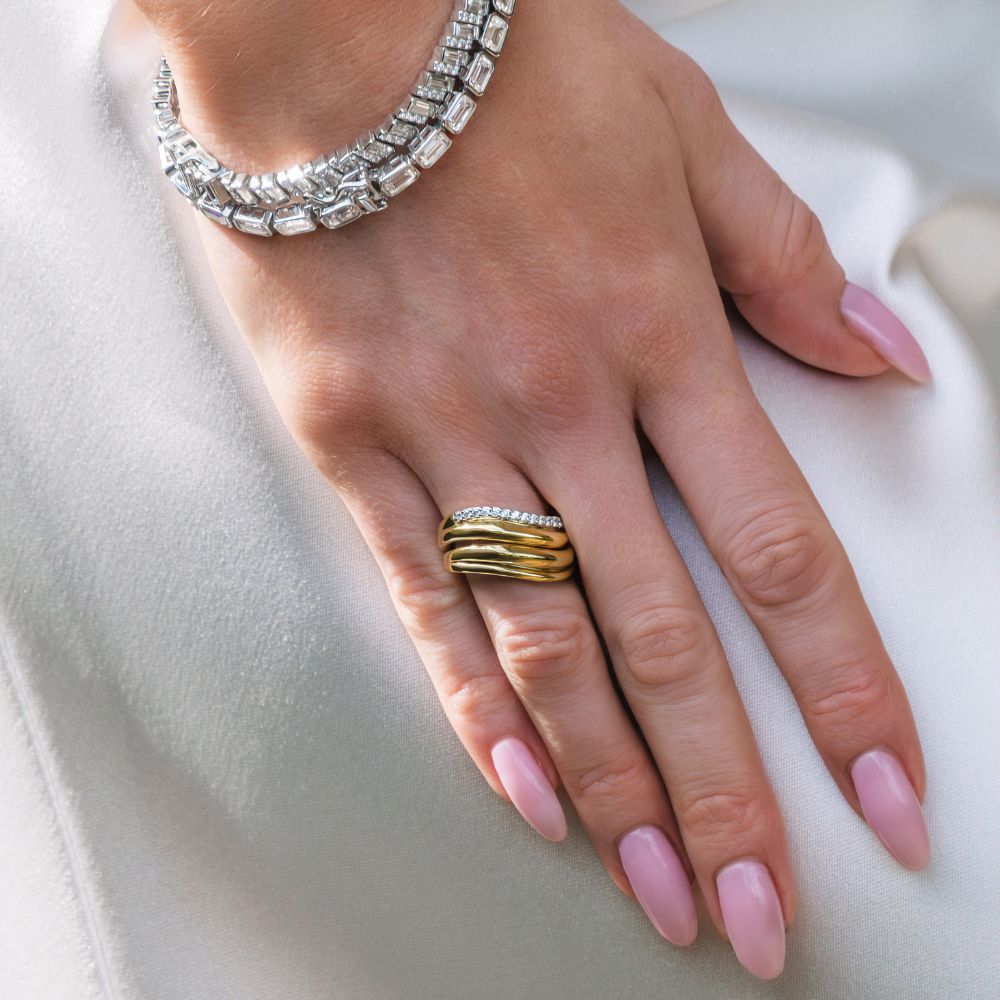 DUO Dress ring in 18 carat yellow gold vermeil