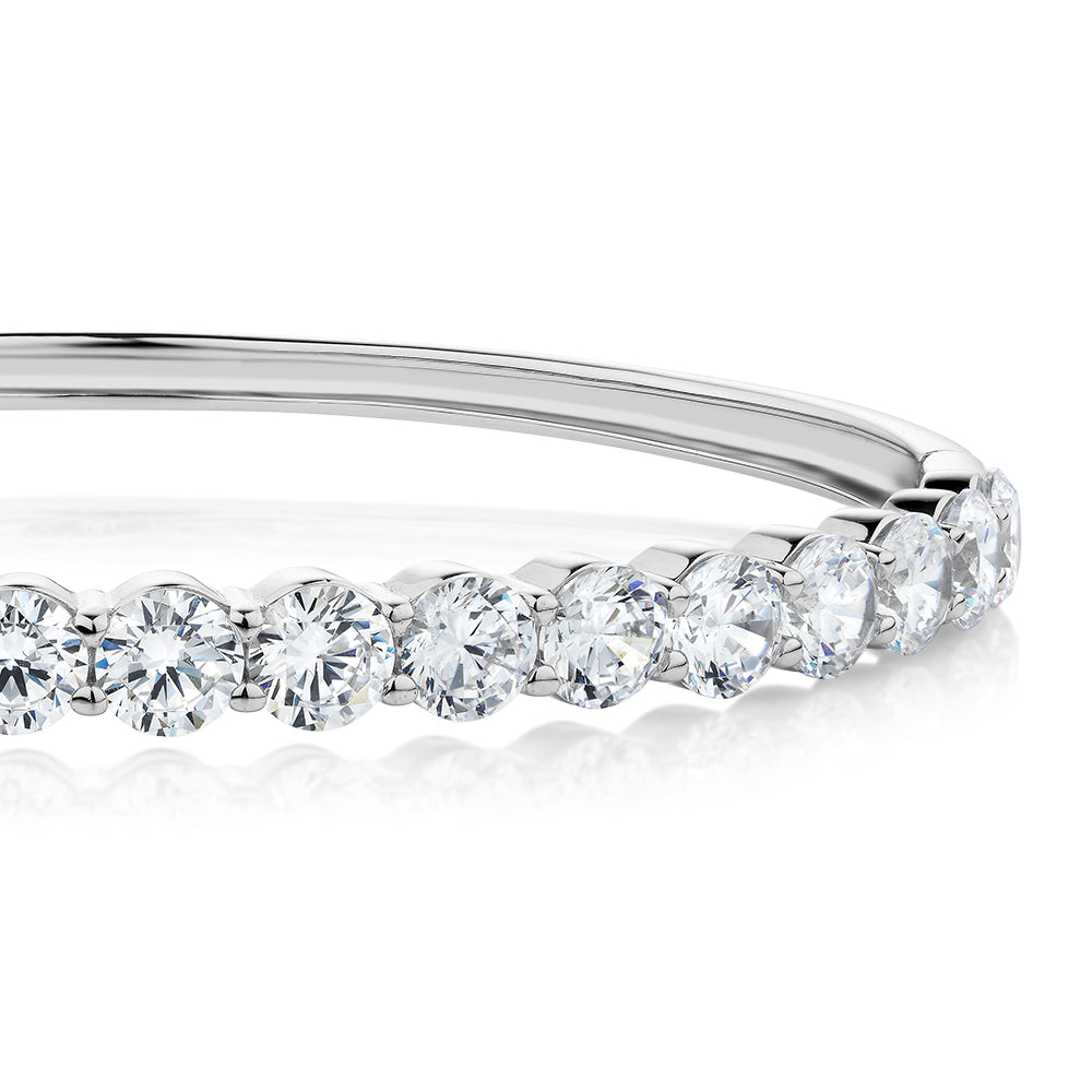 Round Brilliant bangle with 9.52 carats* of diamond simulants in sterling silver