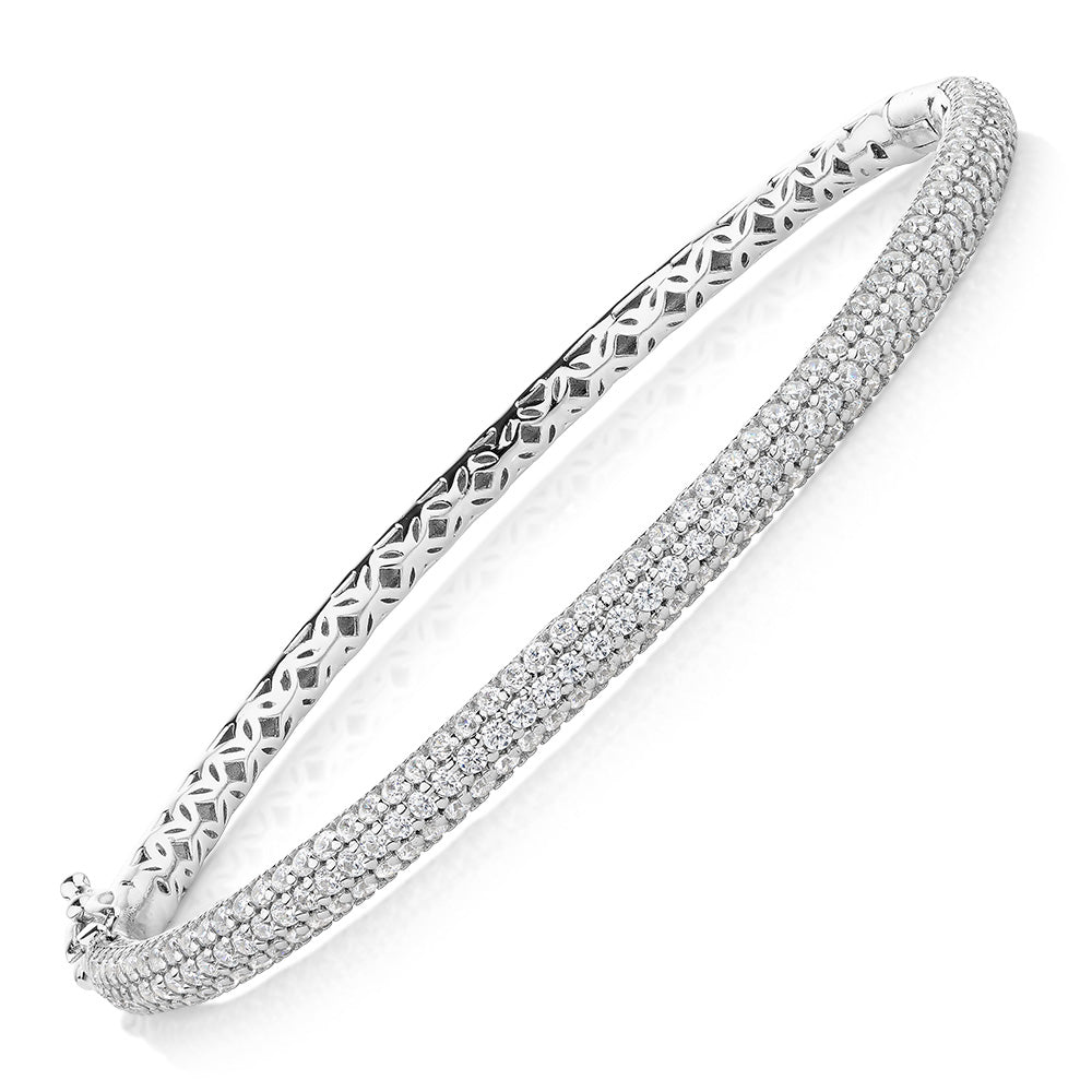 Round Brilliant bangle with 2.63 carats* of diamond simulants in sterling silver