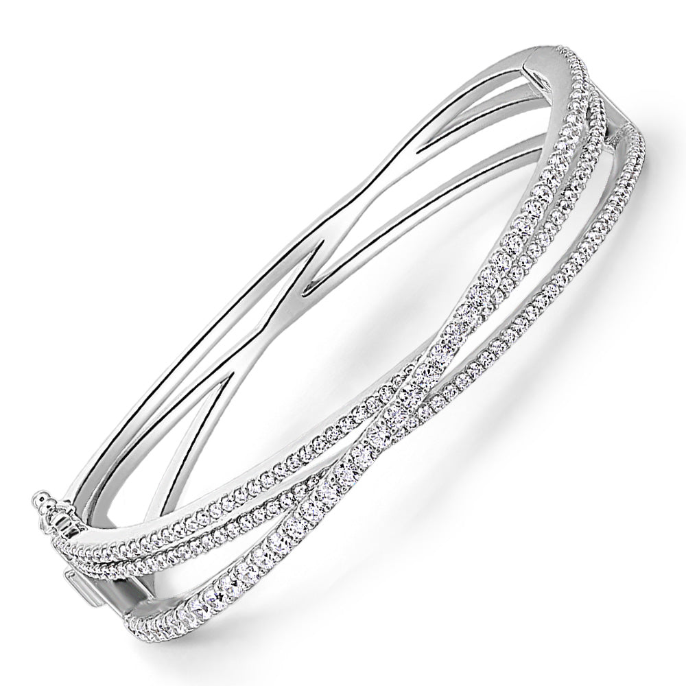 Round Brilliant bangle with 2.63 carats* of diamond simulants in sterling silver