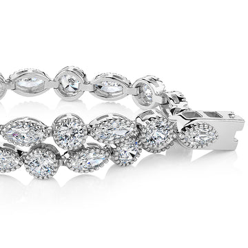 Marquise and Round Brilliant tennis bracelet with 6.50 carats* of diamond simulants in sterling silver secondary view