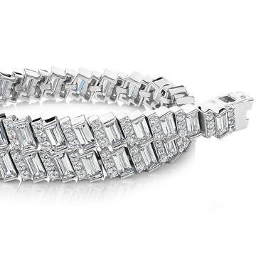 Baguette and Round Brilliant tennis bracelet with 7.95 carats* of diamond simulants in sterling silver secondary view