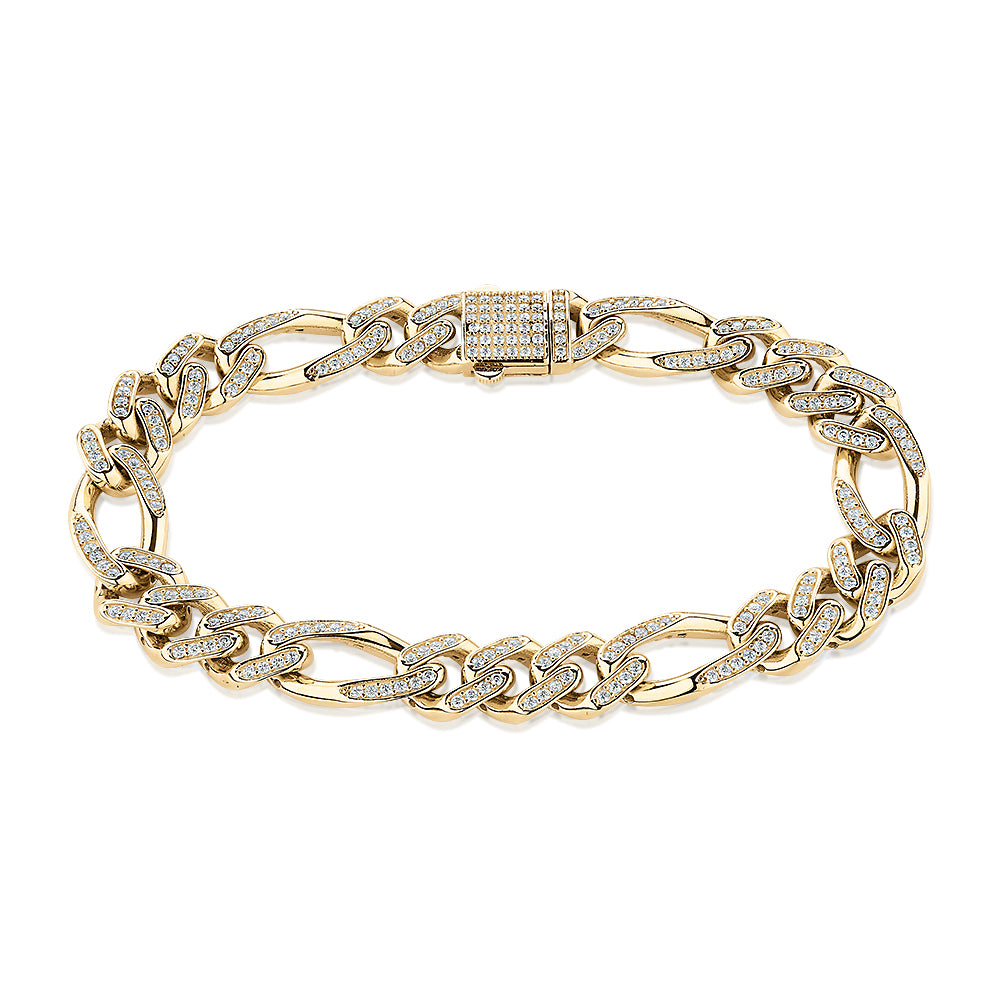 Round Brilliant bracelet with diamond simulants in 10 carat yellow gold