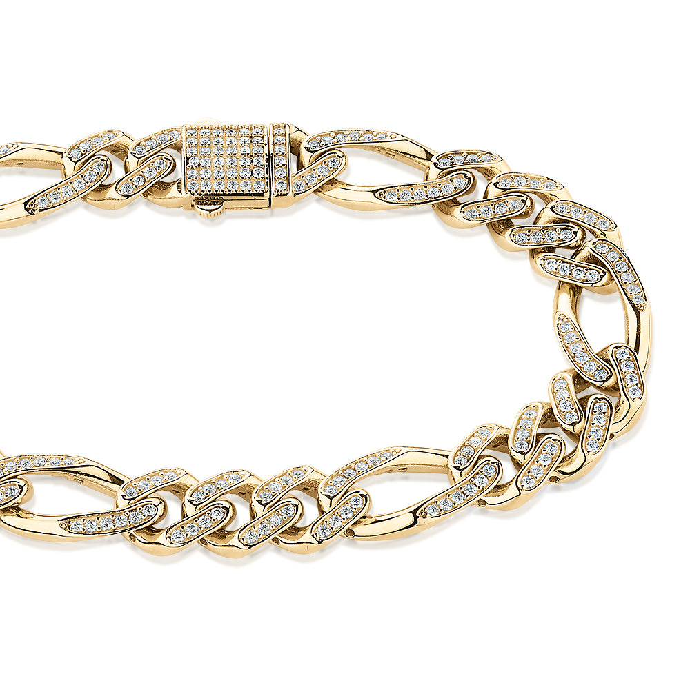 Round Brilliant bracelet with diamond simulants in 10 carat yellow gold