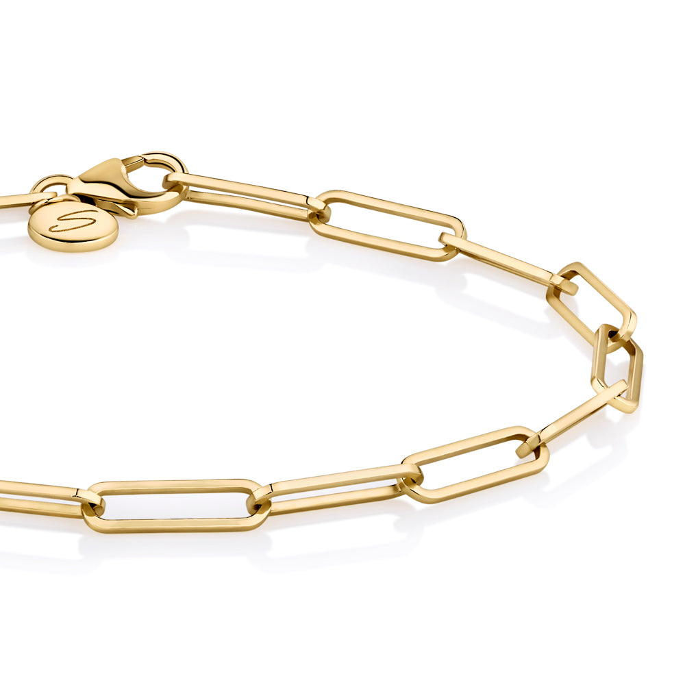 Paperclip bracelet in 18 carat yellow gold vermeil