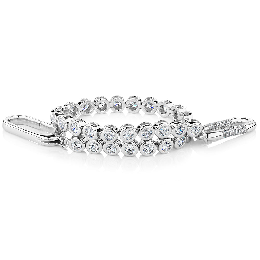Statement bracelet with 3.72 carats* of diamond simulants in sterling silver