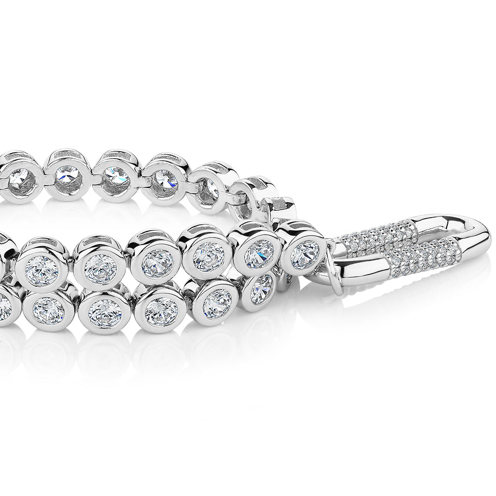Statement bracelet with 3.72 carats* of diamond simulants in sterling silver