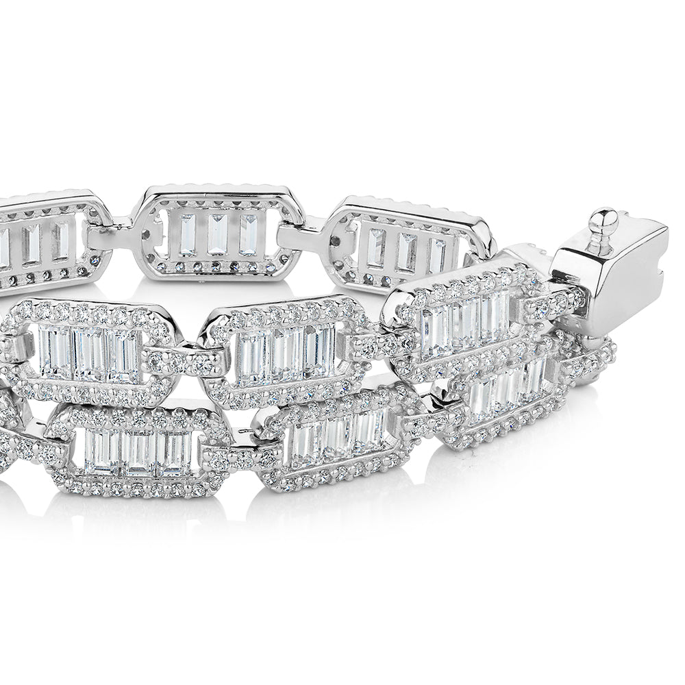 Statement bracelet with 6.63 carats* of diamond simulants in sterling silver