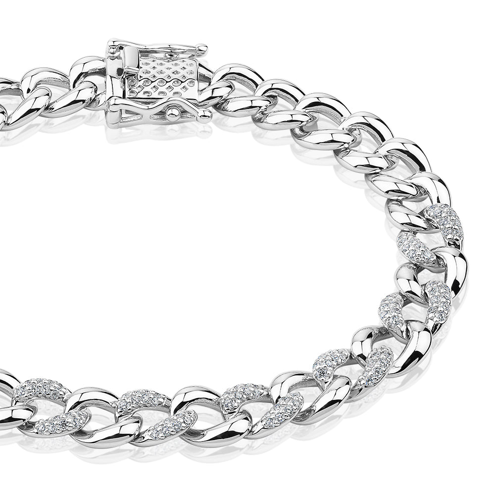 Round Brilliant bracelet with 0.79 carats* of diamond simulants in sterling silver