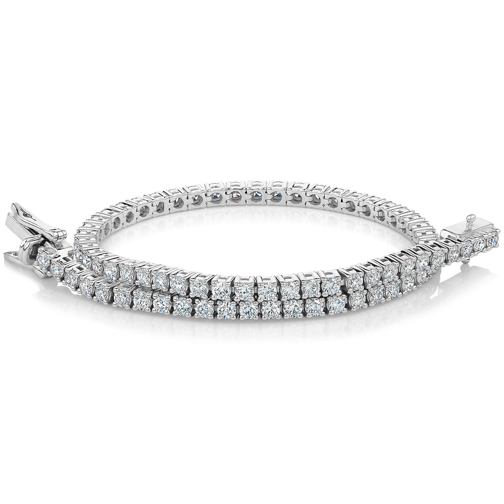 Premium Lab-Grown Diamond, 3 carat TW round brilliant tennis bracelet in 18 carat white gold