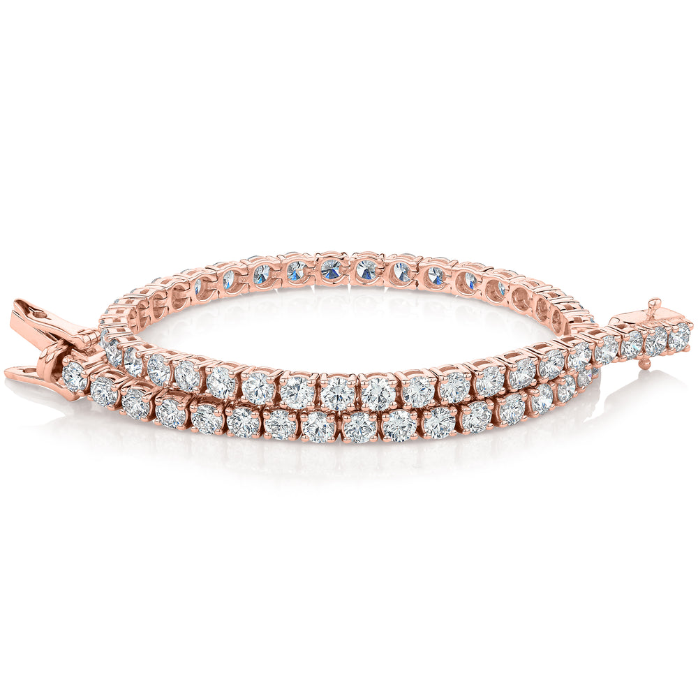 Premium Lab-Grown Diamond, 5 carat TW round brilliant tennis bracelet in 10 carat rose gold