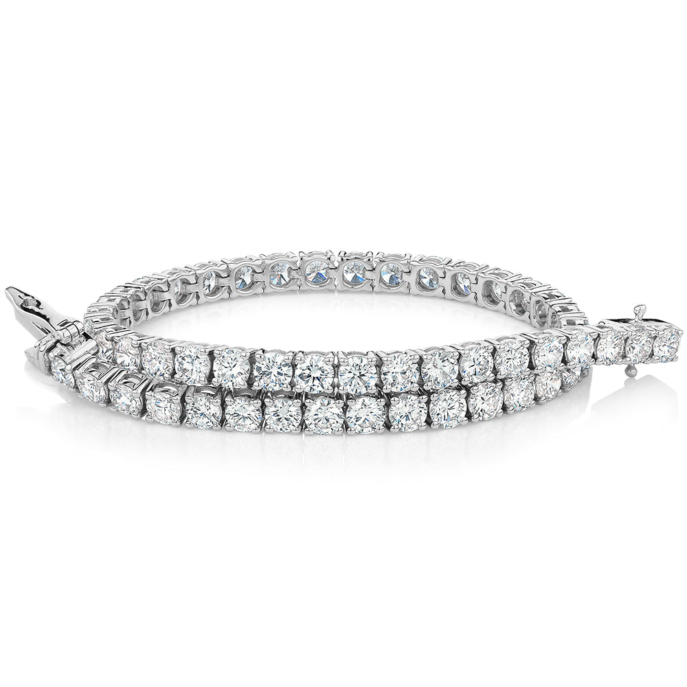 Premium Laboratory Created Diamond, 7 carat TW round brilliant tennis bracelet in 10 carat white gold