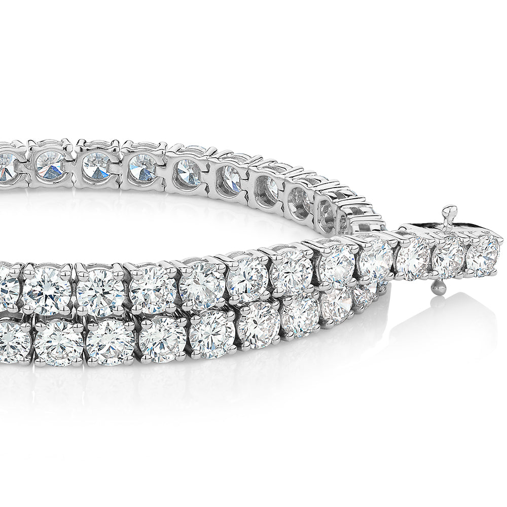 Premium Lab-Grown Diamond, 7 carat TW round brilliant tennis bracelet in 14 carat white gold