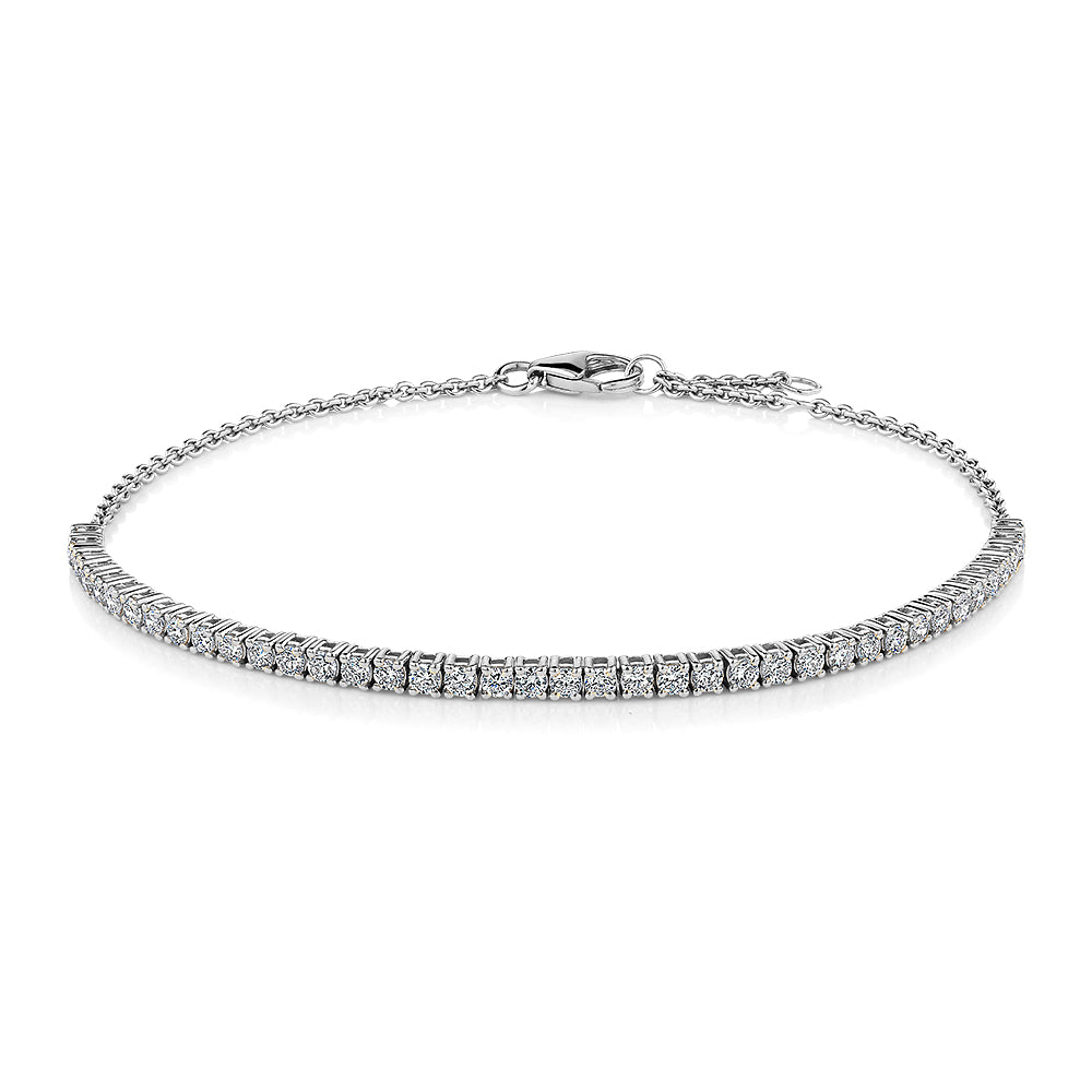 Premium Lab-Grown Diamond, 1.00 carat TW round brilliant tennis bracelet in 10 carat white gold