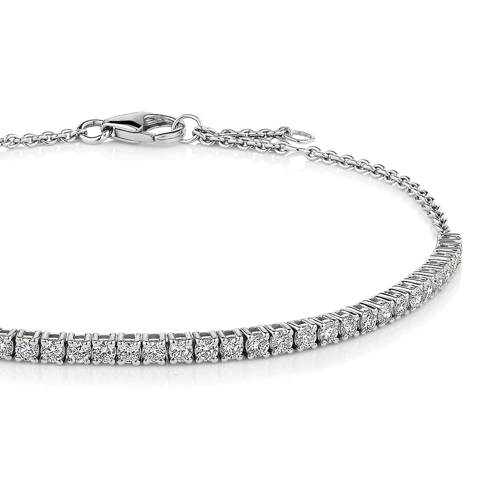Premium Lab-Grown Diamond, 1.00 carat TW round brilliant tennis bracelet in 10 carat white gold