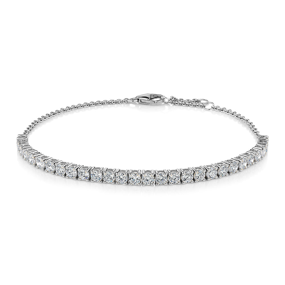 Premium Lab-Grown Diamond, 2.00 carat TW round brilliant tennis bracelet in 10 carat white gold