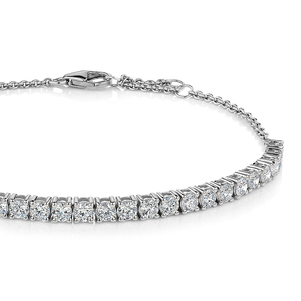 Premium Lab-Grown Diamond, 2.00 carat TW round brilliant tennis bracelet in 10 carat white gold