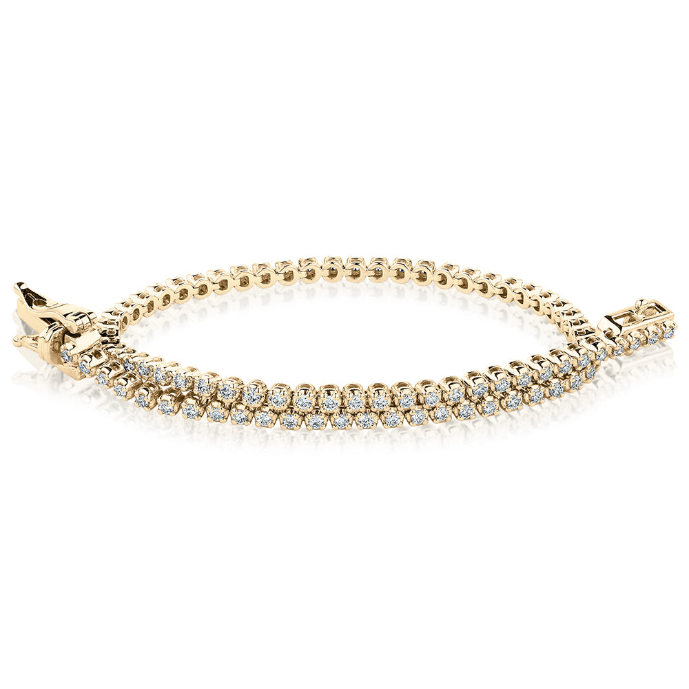 Premium Lab-Grown Diamond, 0.70 carat TW round brilliant tennis bracelet in 10 carat yellow gold