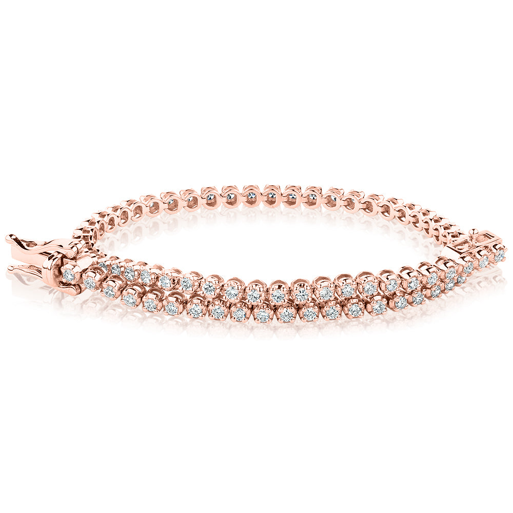 Premium Lab-Grown Diamond, 1.00 carat TW round brilliant tennis bracelet in 10 carat rose gold