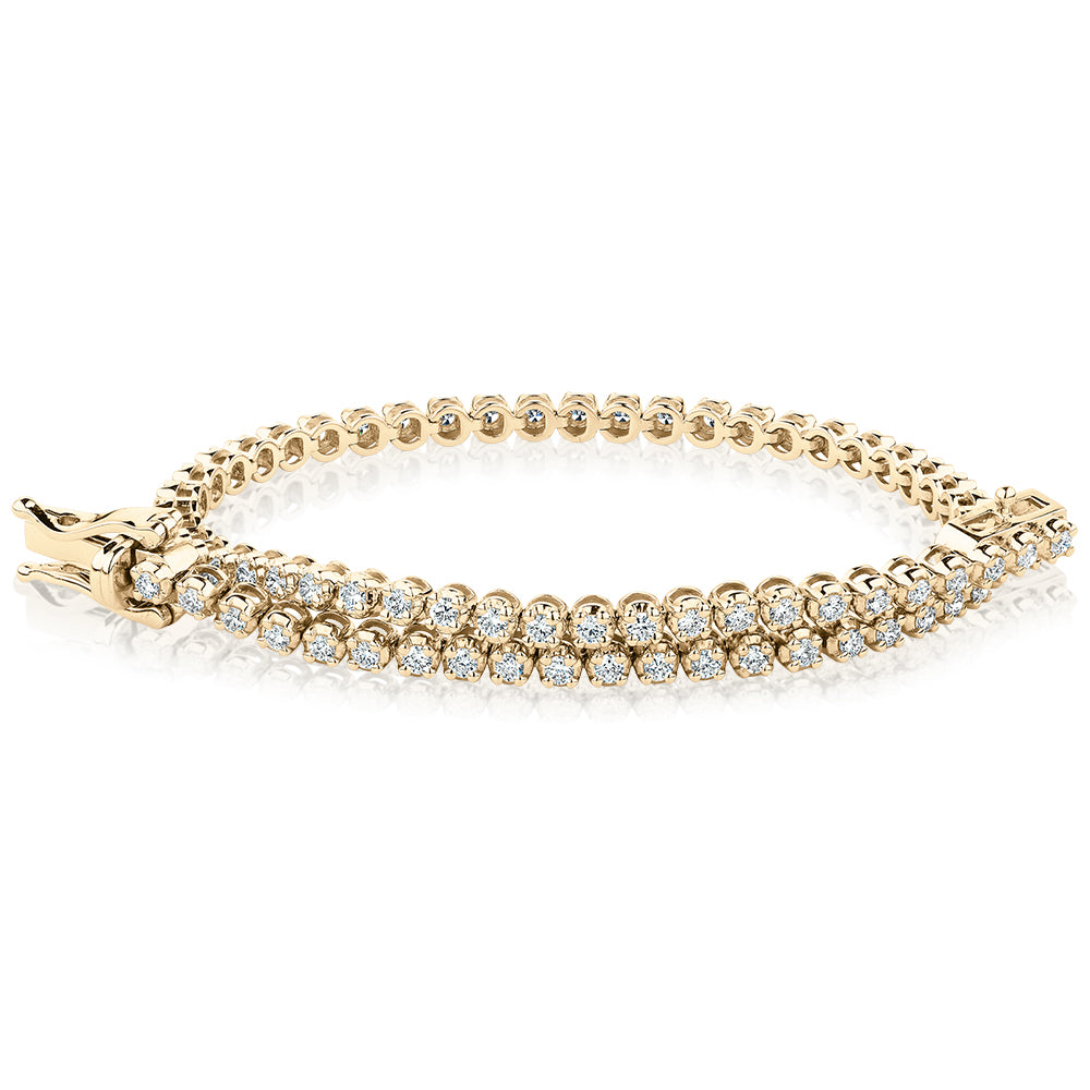 Premium Lab-Grown Diamond, 1.00 carat TW round brilliant tennis bracelet in 10 carat yellow gold
