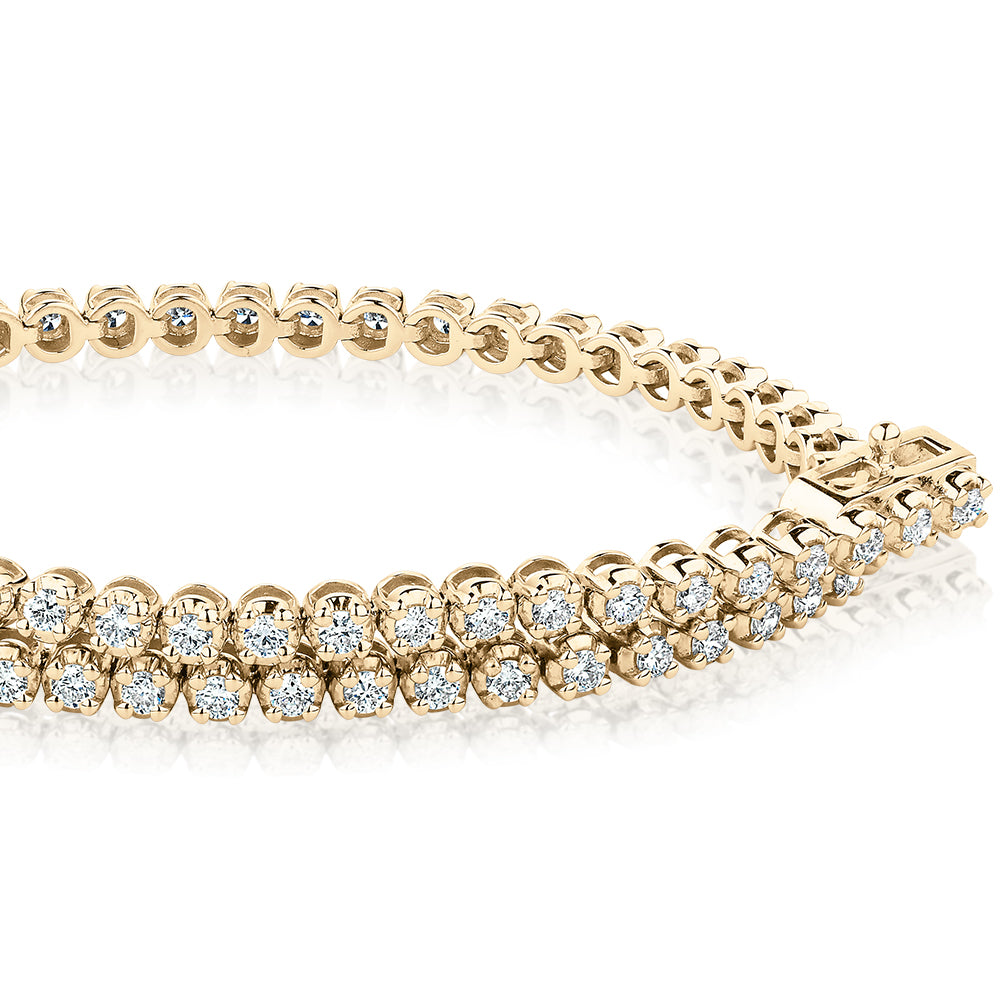 Premium Lab-Grown Diamond, 1.00 carat TW round brilliant tennis bracelet in 10 carat yellow gold