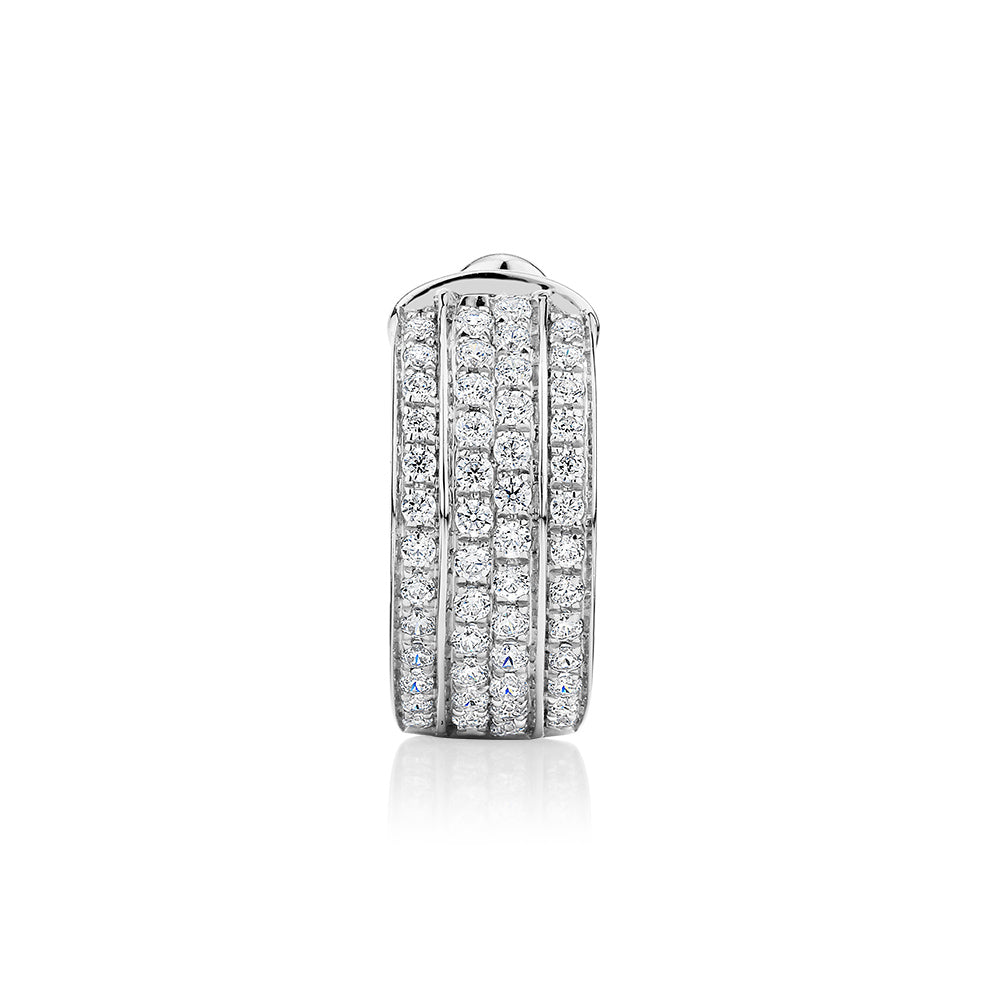 Single earring cuff with 0.23 carats* of diamond simulants in 10 carat white gold and sterling silver