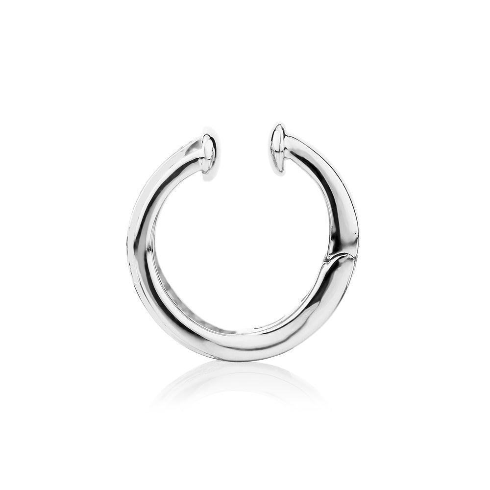 Single earring cuff with 0.23 carats* of diamond simulants in 10 carat white gold and sterling silver