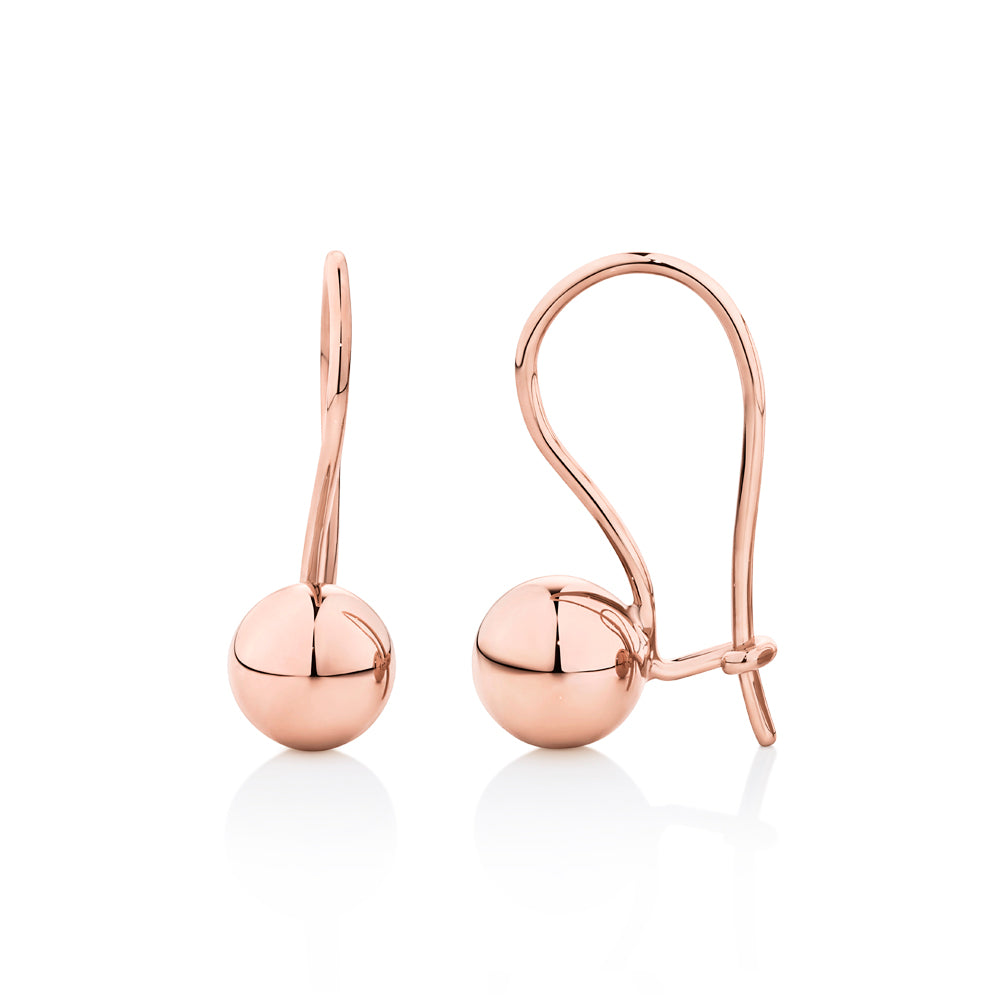 Drop euroball earrings in 18 carat rose gold vermeil