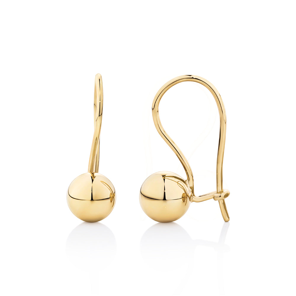 Drop euroball earrings in 18 carat yellow gold vermeil