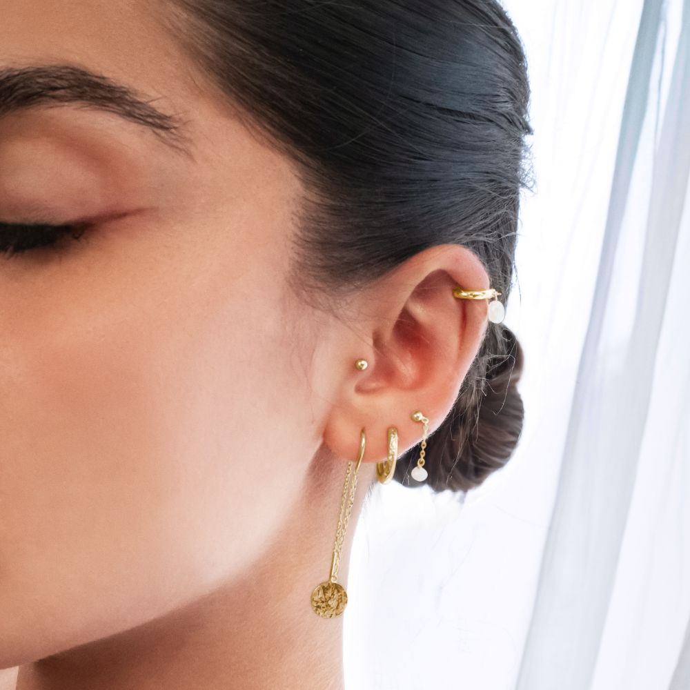 Drop earrings in 18 carat yellow gold vermeil