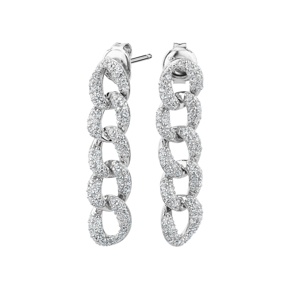 Round Brilliant drop earrings with 0.94 carats* of diamond simulants in sterling silver