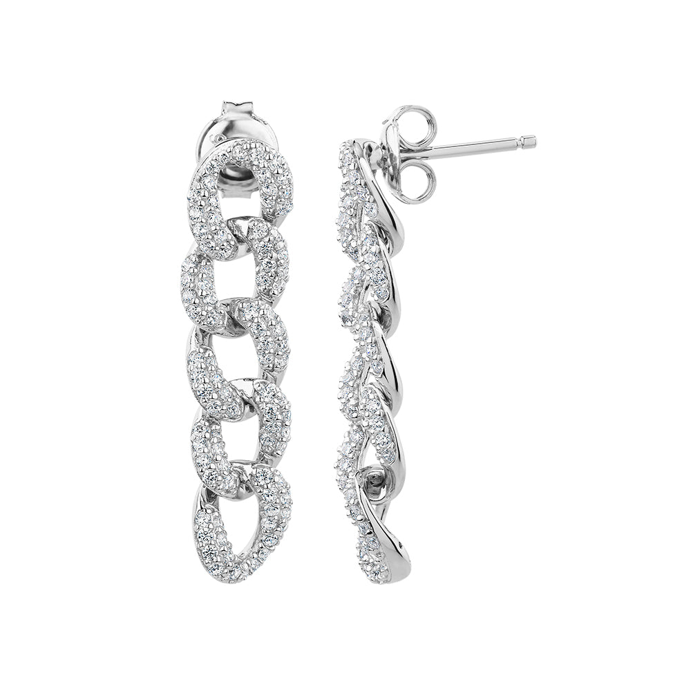 Round Brilliant drop earrings with 0.94 carats* of diamond simulants in sterling silver