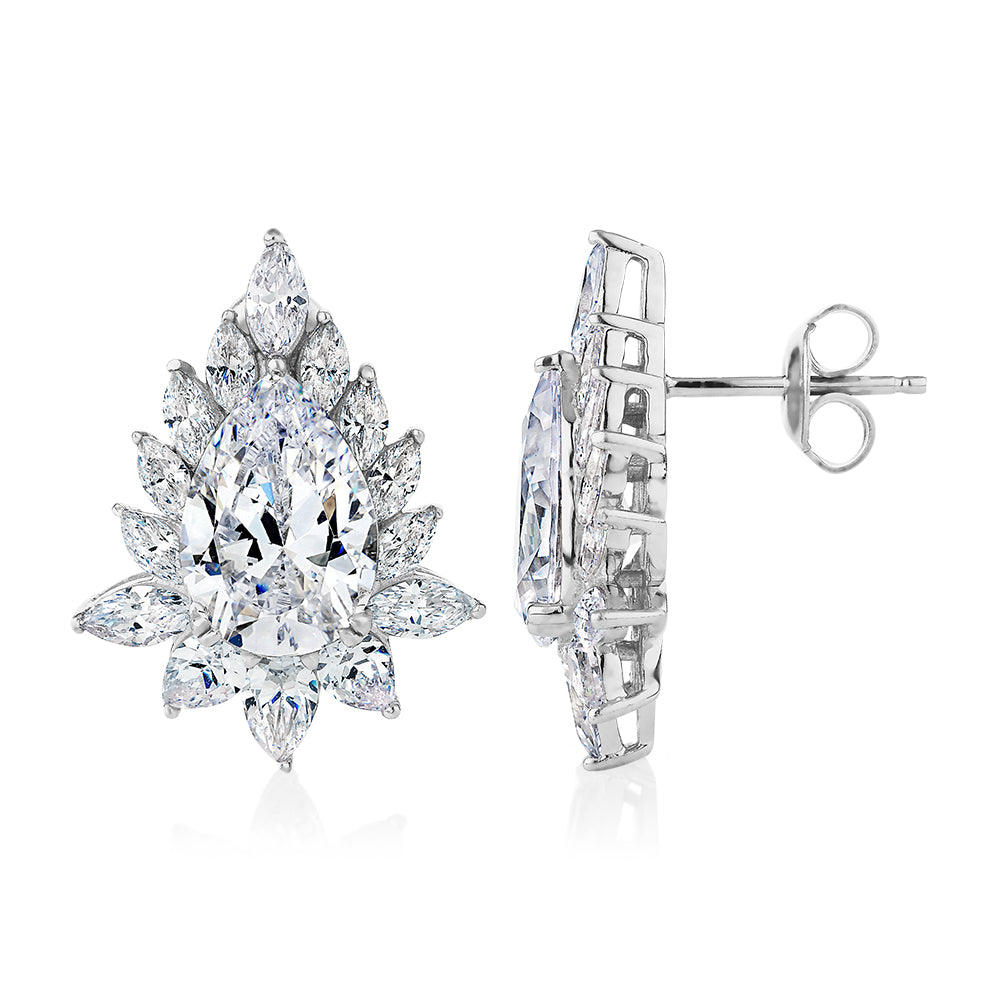 Statement earrings with 9.79 carats* of diamond simulants in sterling silver