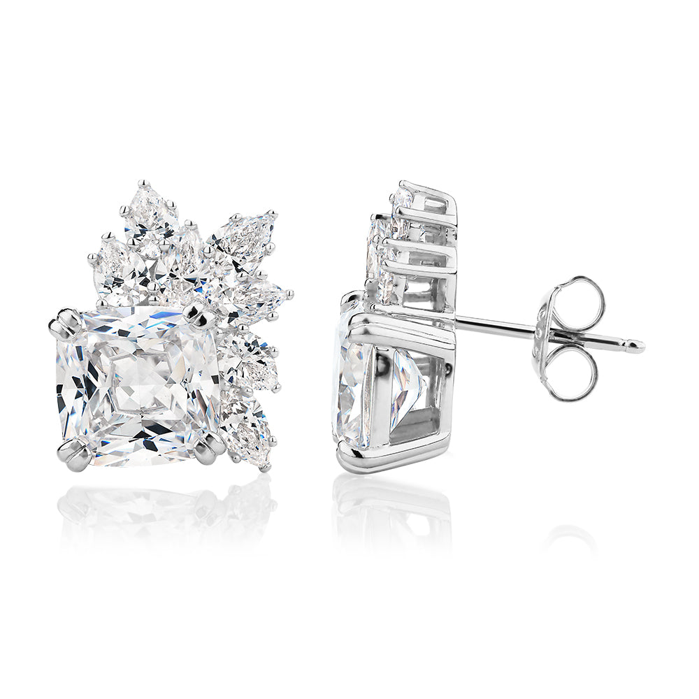 Statement earrings with 8.76 carats* of diamond simulants in sterling silver