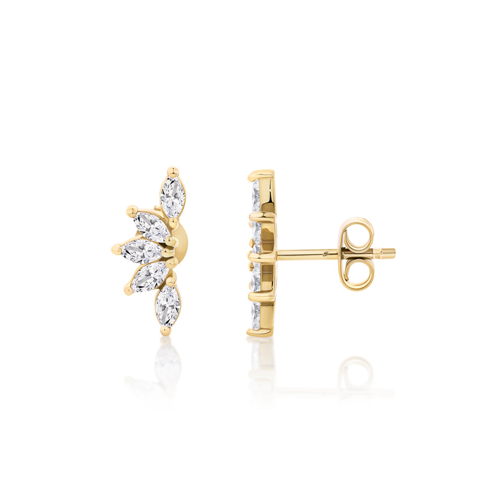 Marquise Signature Simulant fancy earrings in 18 carat yellow gold vermeil