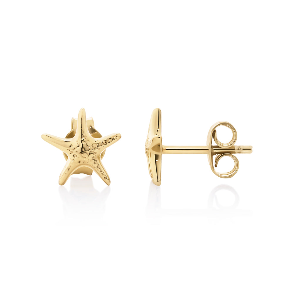 Fancy starfish earrings in 18 carat yellow gold vermeil