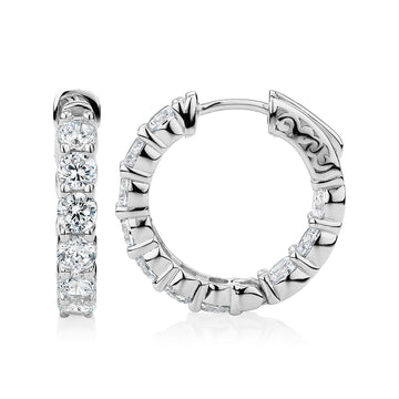 Round Brilliant hoop earrings with 4.2 carats* of diamond simulants in sterling silver secondary view