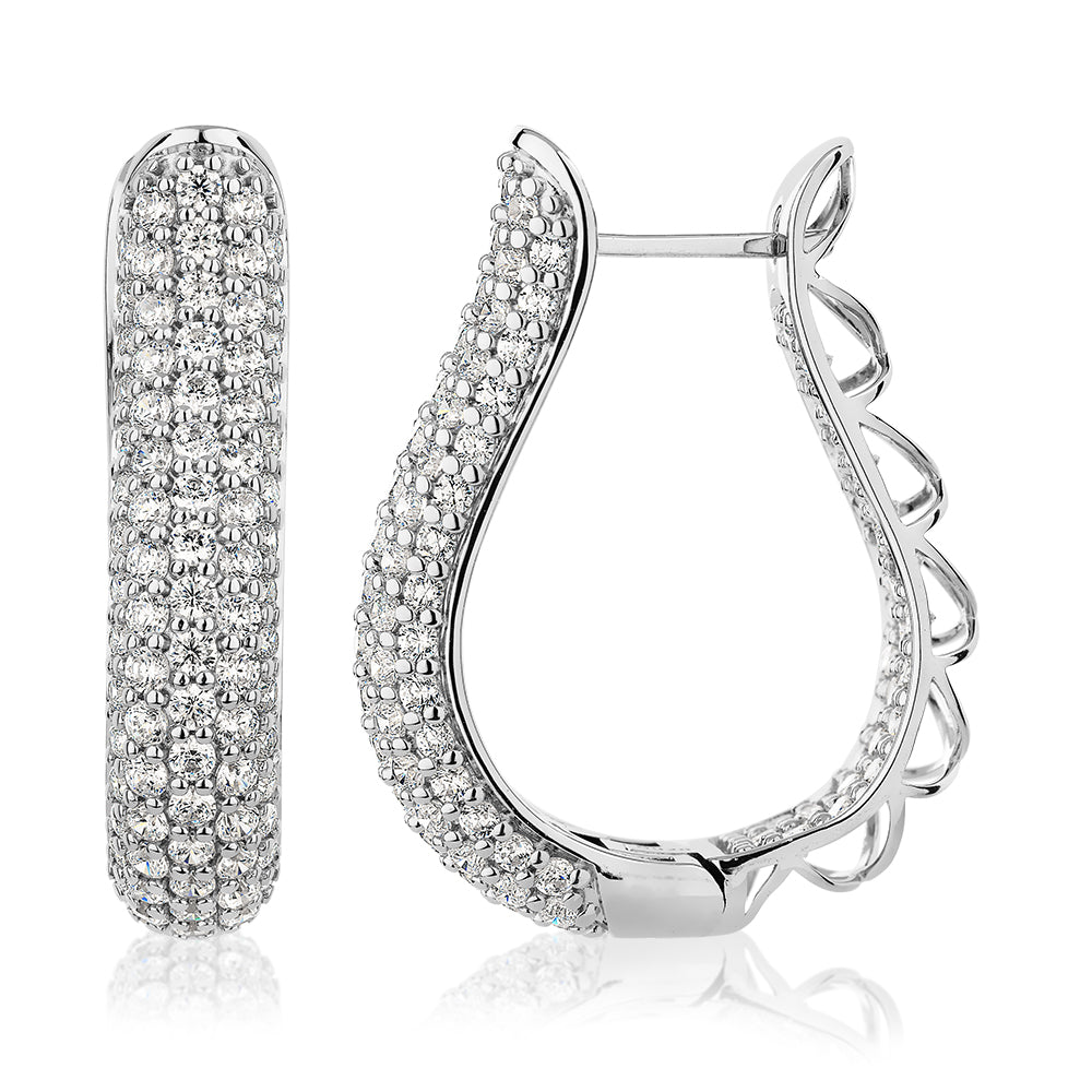 Round Brilliant hoop earrings with 4.22 carats* of diamond simulants in sterling silver