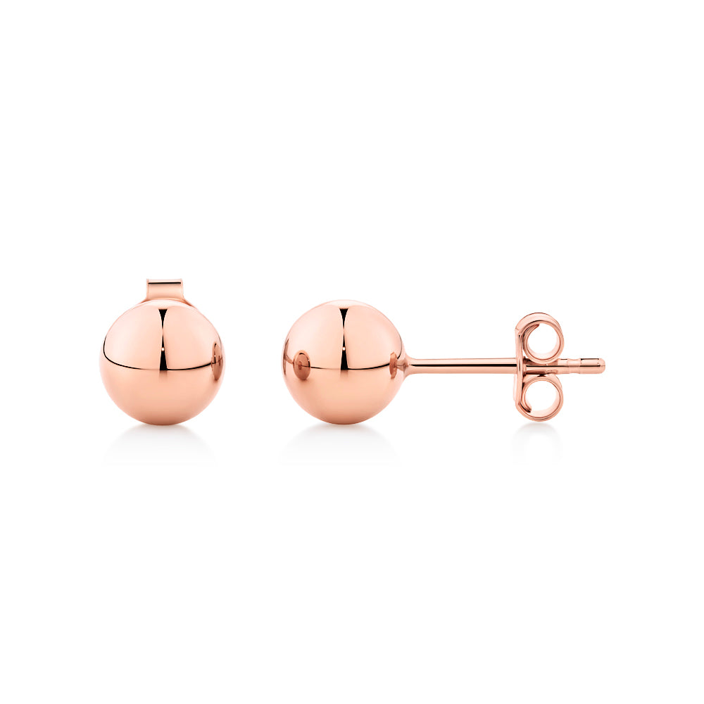6.5mm stud earrings in 18 carat rose gold vermeil