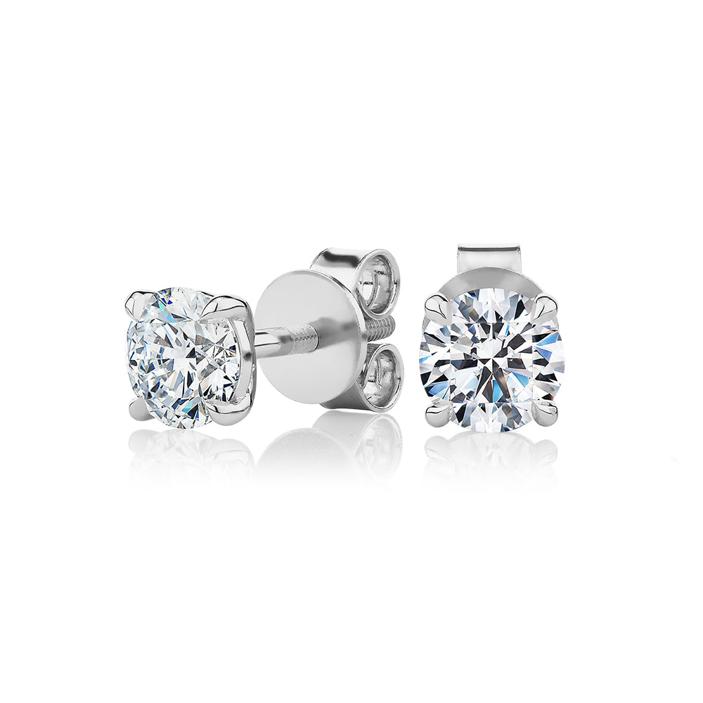Premium Certified Lab-Grown Diamond, 1.00 carat TW round brilliant stud earrings in 18 carat white gold