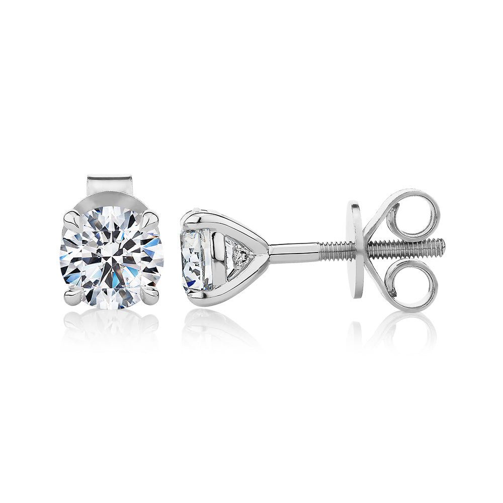 Signature Simulant Diamond 1.40 carat* TW round brilliant stud earrings in 14 carat white gold