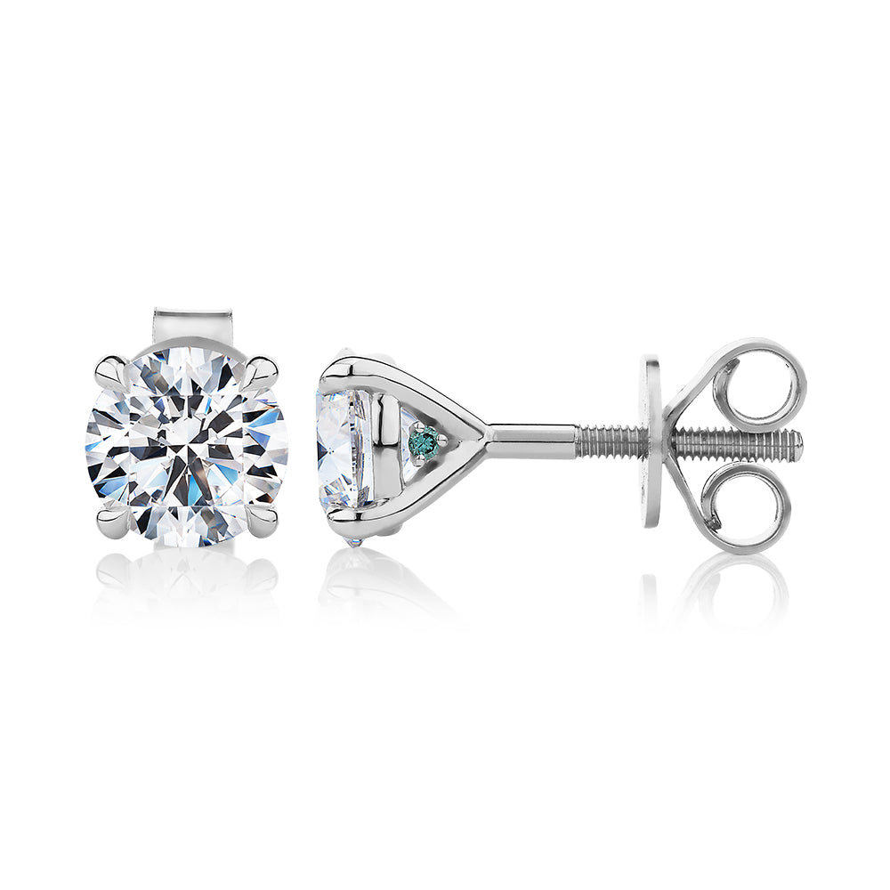 Premium Certified Lab-Grown Diamond, 2.00 carat TW round brilliant stud earrings in 18 carat white gold