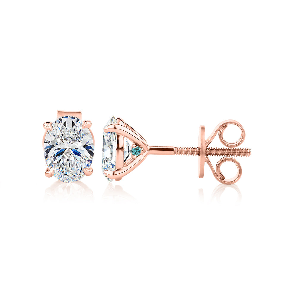 Premium Certified Lab-Grown Diamond, 1.40 carat TW oval stud earrings in 14 carat rose gold