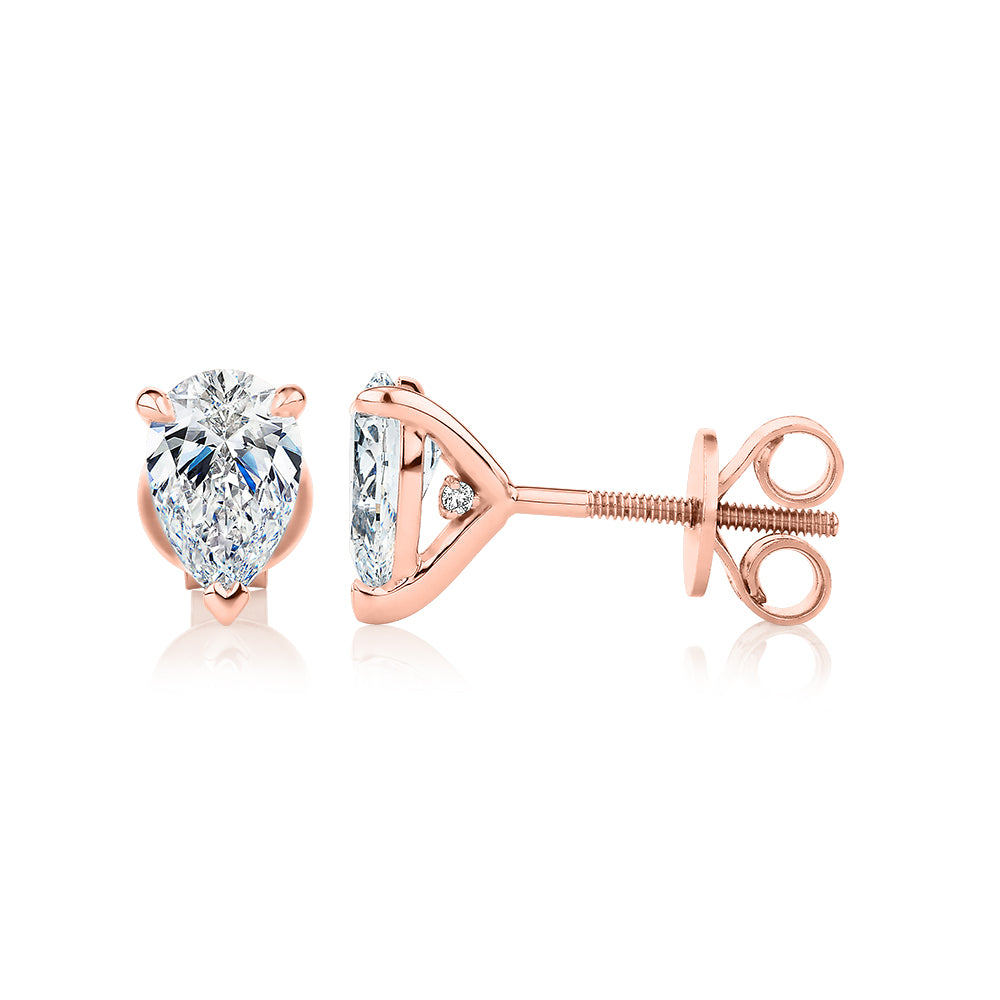 Signature Simulant Diamond 1.40 carat* TW pear stud earrings in 14 carat rose gold
