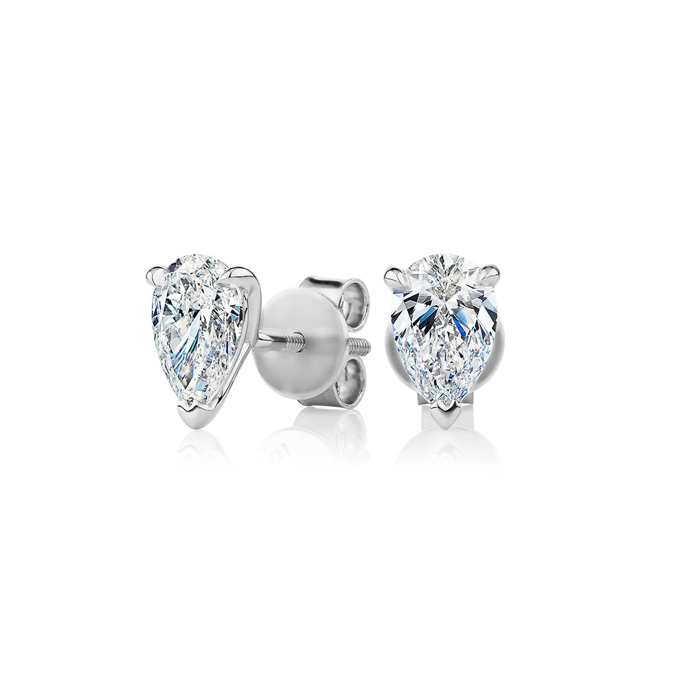 Signature Simulant Diamond 1.40 carat* TW pear stud earrings in 14 carat white gold