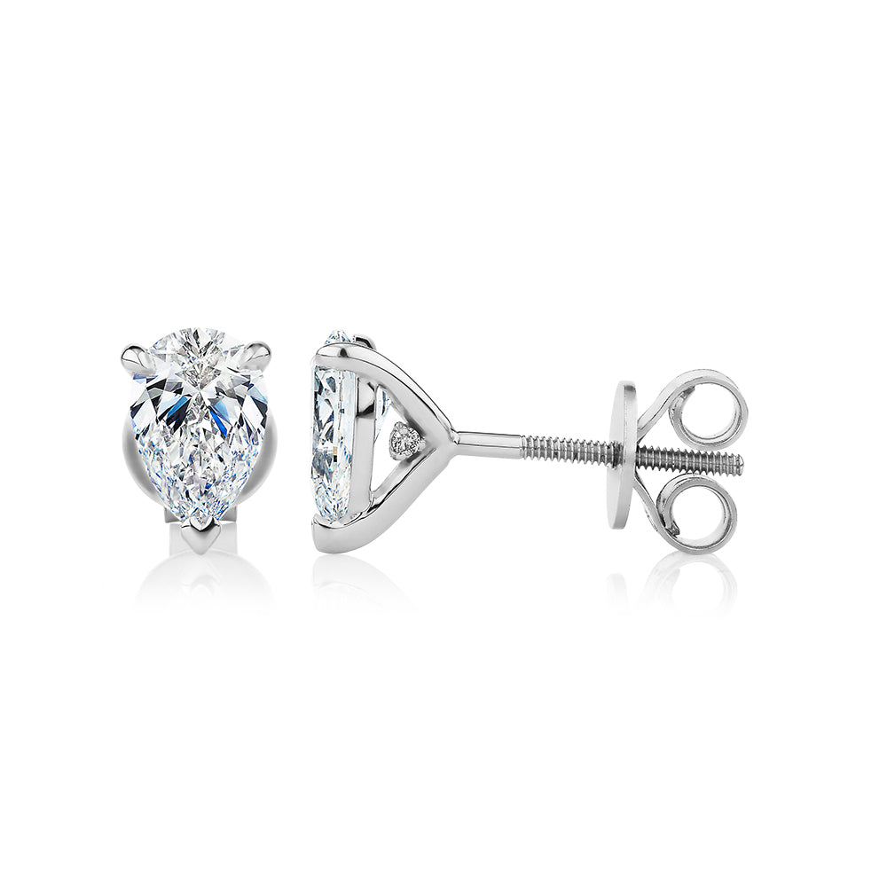 Signature Simulant Diamond 1.40 carat* TW pear stud earrings in 14 carat white gold