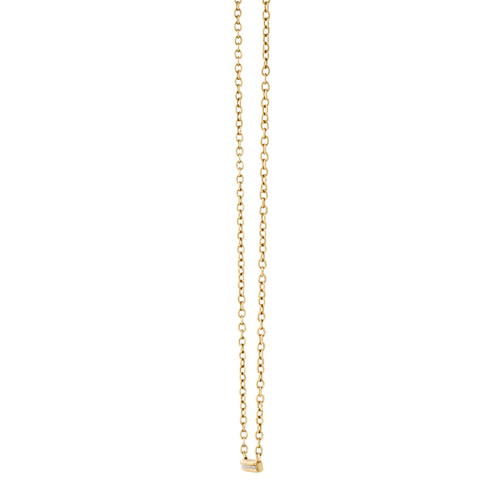 Round Brilliant Signature Simulant bar necklace in 18 carat yellow gold vermeil