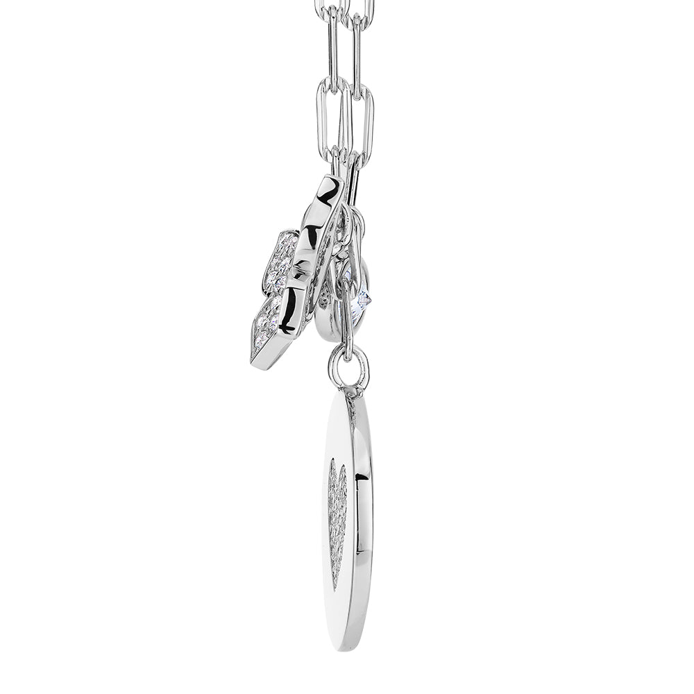 Round Brilliant drop necklace with 0.95 carats* of diamond simulants in sterling silver