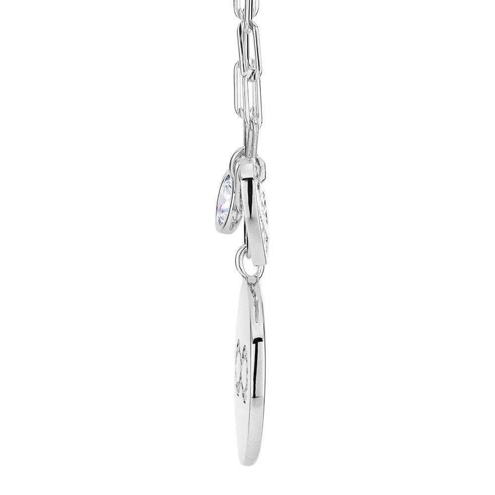 Round Brilliant drop necklace with 0.90 carats* of diamond simulants in sterling silver
