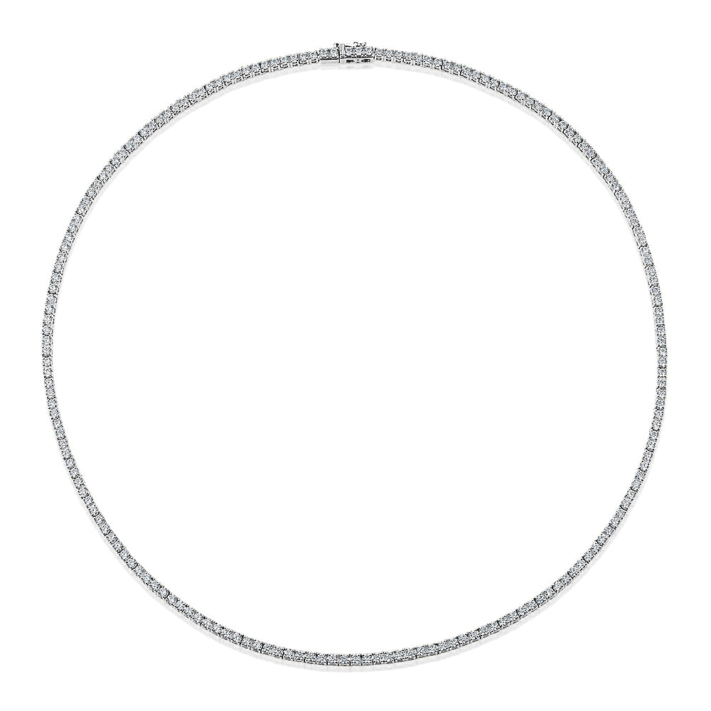 Round Brilliant tennis necklace with 5.52 carats* of diamond simulants in 10 carat white gold